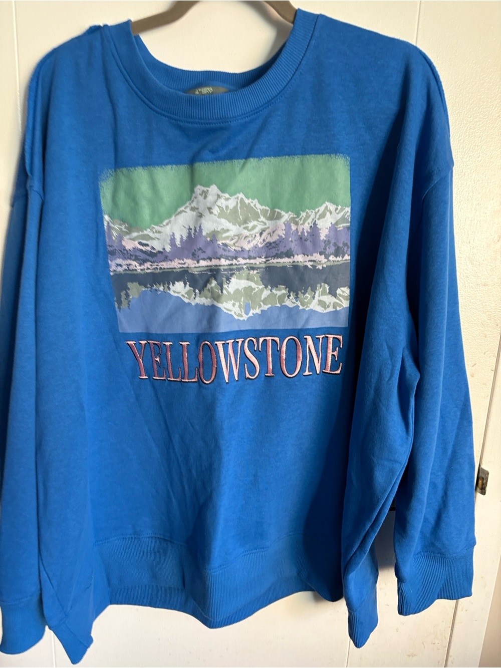 Terra & Sky Blue Yellowstone Mountain Crewneck